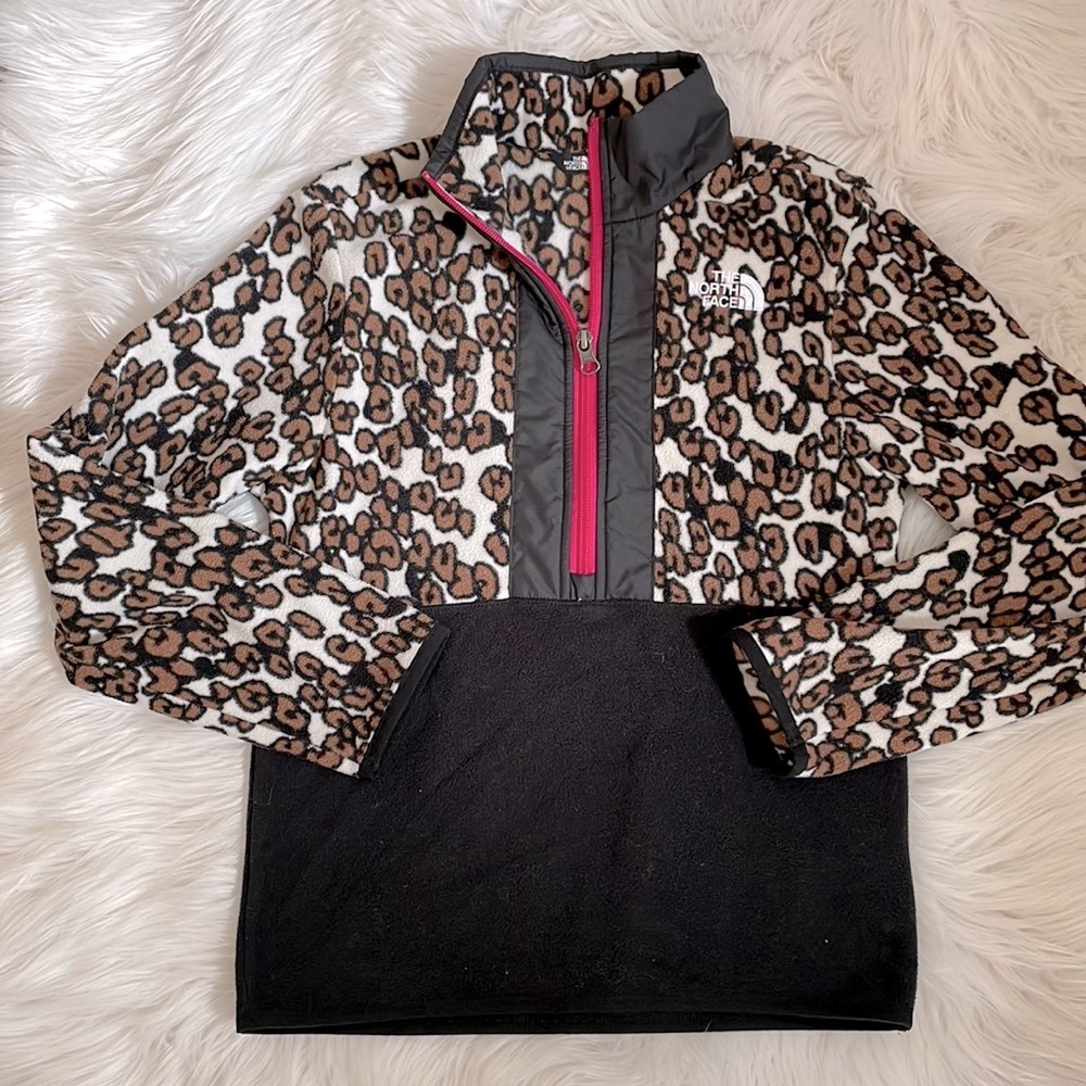 The North Face Girls' Leopard Fleece Pullover - Brown/Black